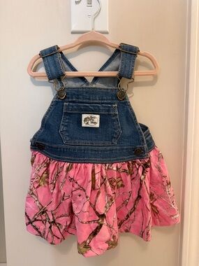 Bass Pro Shops Denim Bib Dress with Pink Camo Skirt